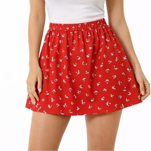Buttons Red Sailboat Print Skirt Size M‎